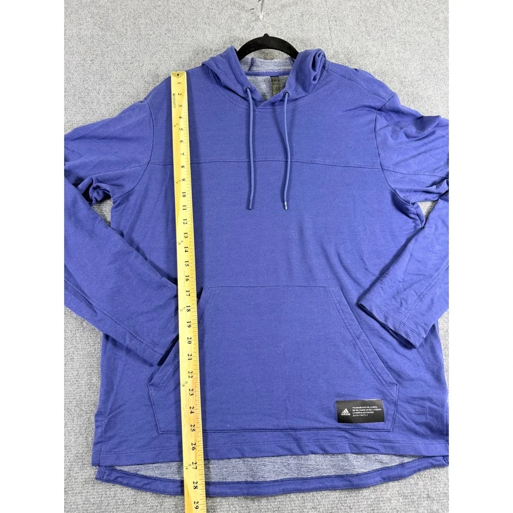 Adidas Mens Athletics Hoodie Blue Heathered Long Sleeve Sweatshirt Large